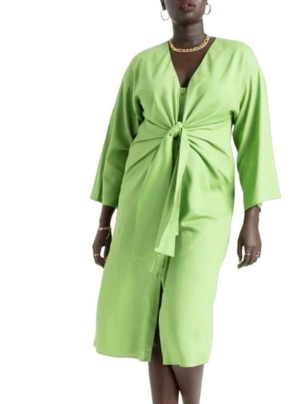 Eloquii Tie Front Button Down Dress